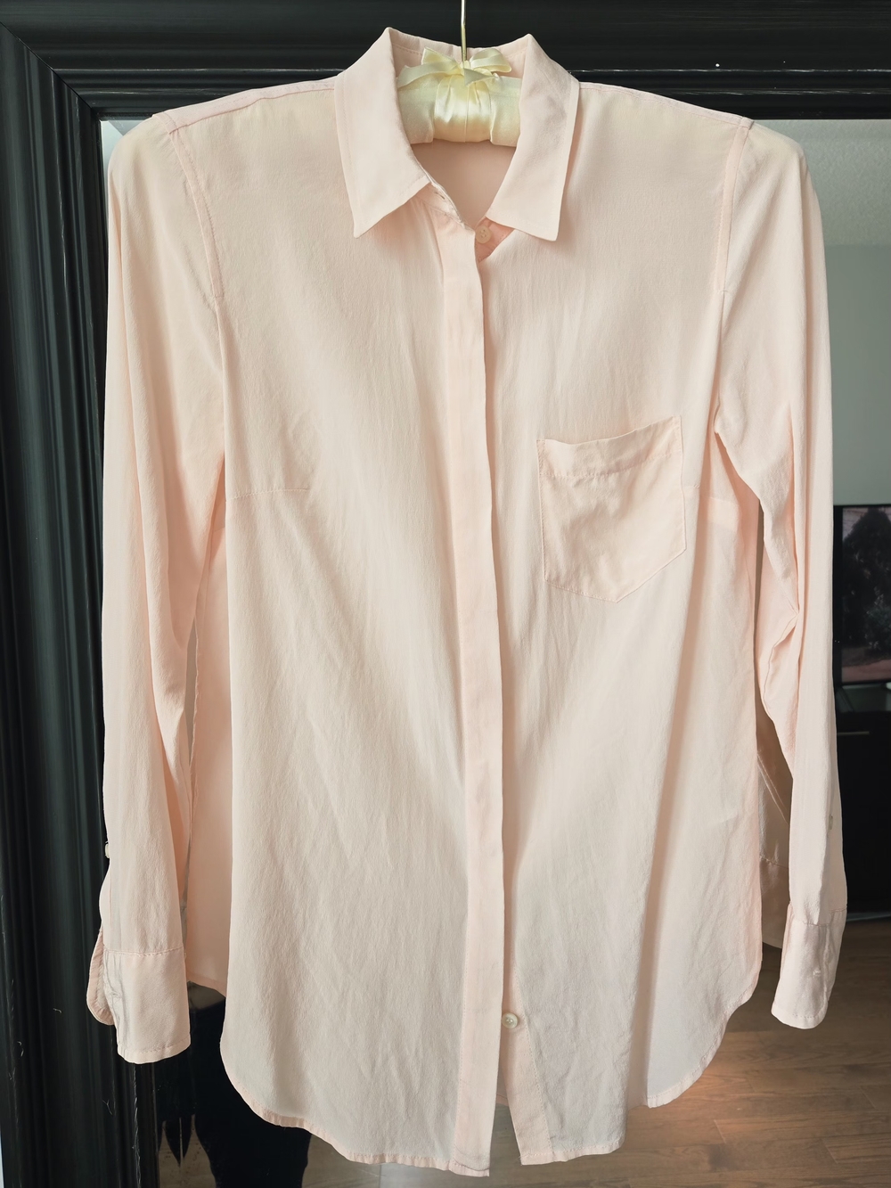 J. Crew SIlk Pale Pink  Long-Sleeve Button-Up Shirt